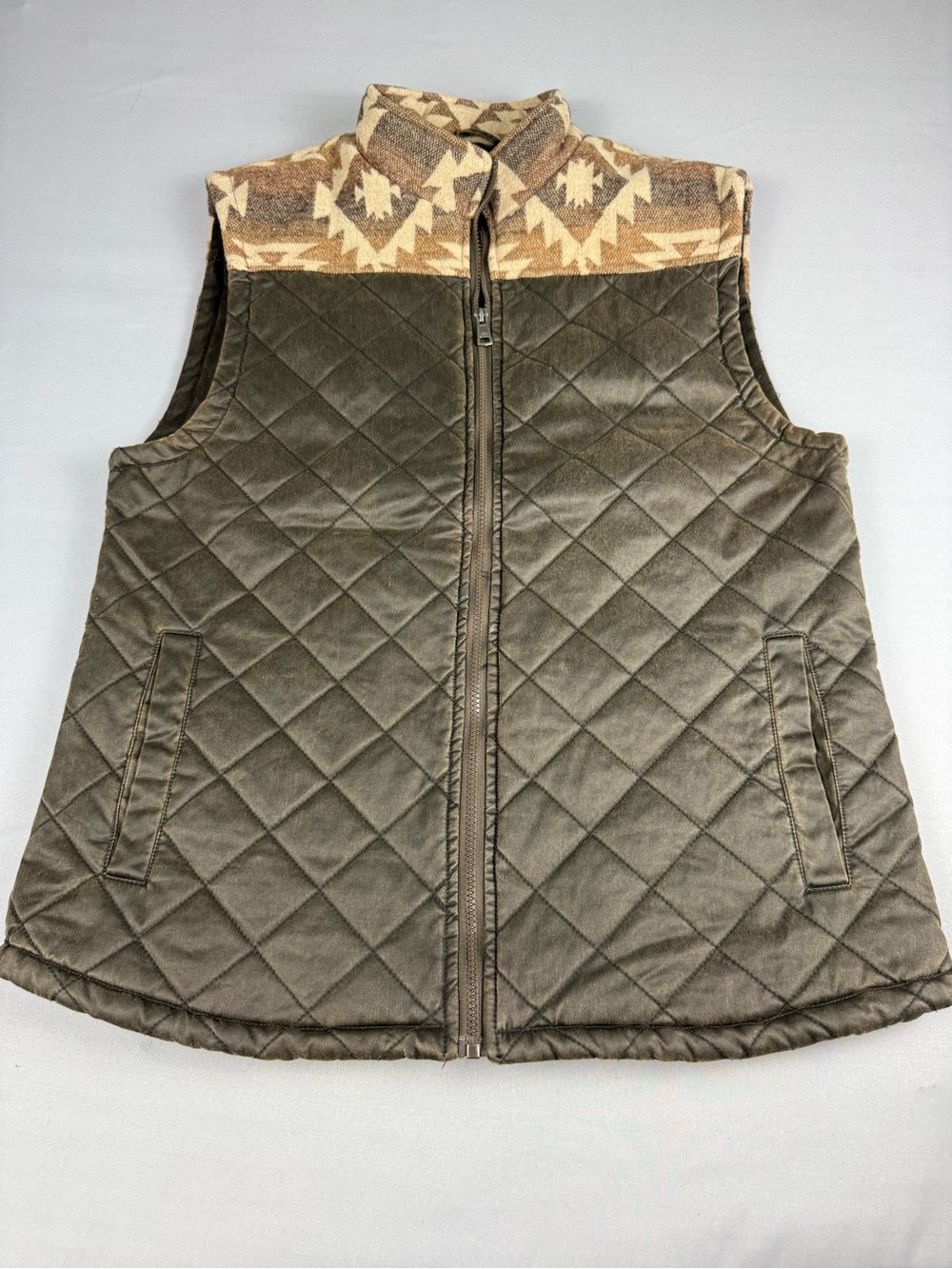 BKE XL Brown Quilted Aztec Western Vest Ranch Outdoor Layering Piece